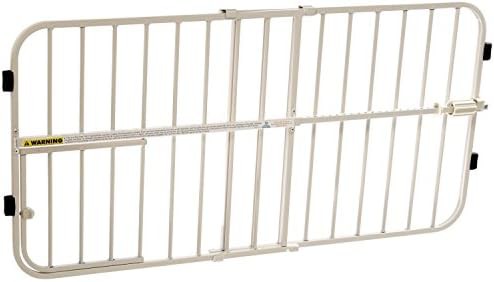 Short white metal expandable pet gate