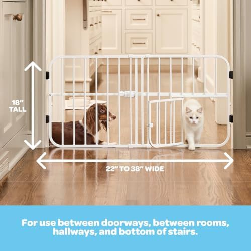 Short white metal expandable pet gate — photo 3