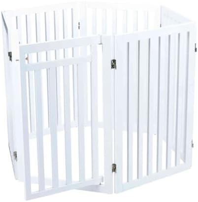 White four panel freestanding wood pet gate — photo 4