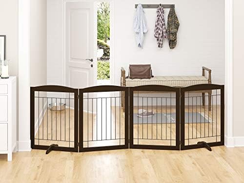 Wide foldable freestanding wooden pet gate — photo 3