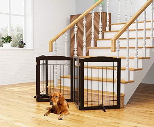 Wide foldable freestanding wooden pet gate — photo 4
