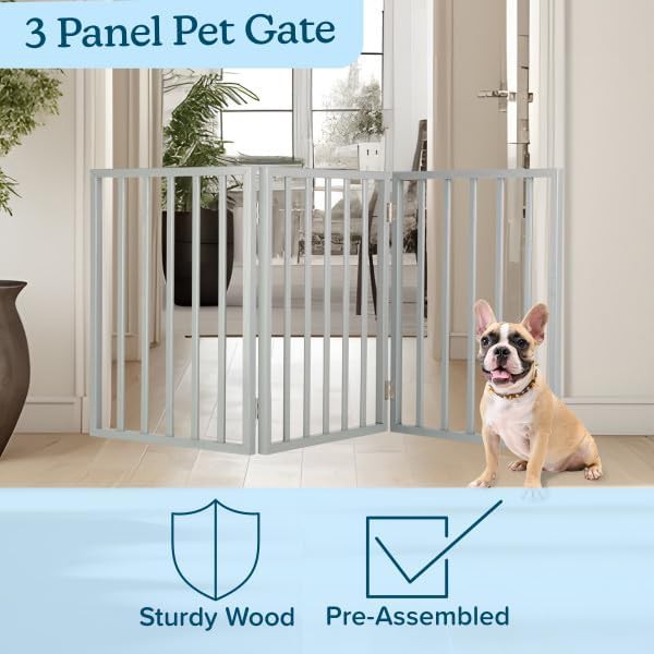 Gray folding freestanding pet fence gate — photo 3