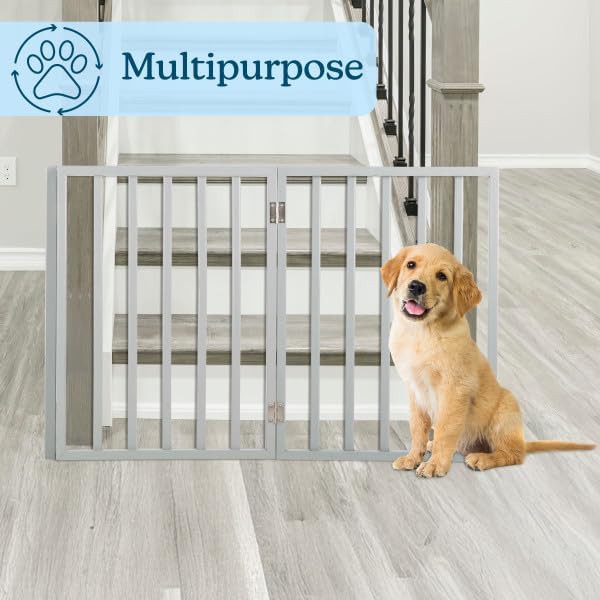 Gray folding freestanding pet fence gate — photo 4