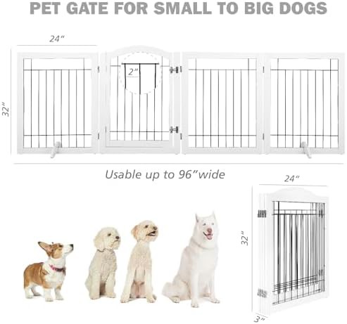 White freestanding foldable gate with door — photo 5