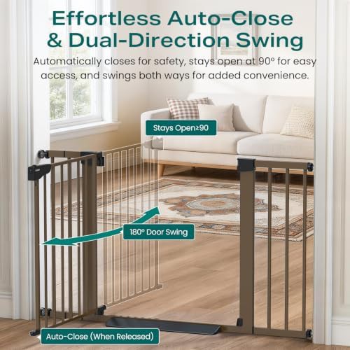 Auto Close Brown Safety Gate for Stairs — photo 3