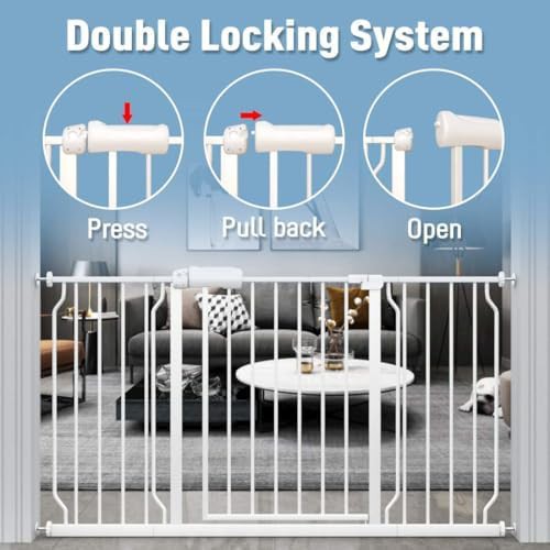 Auto close white metal stair gate — photo 3