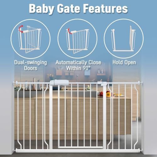 Auto close white metal stair gate — photo 4