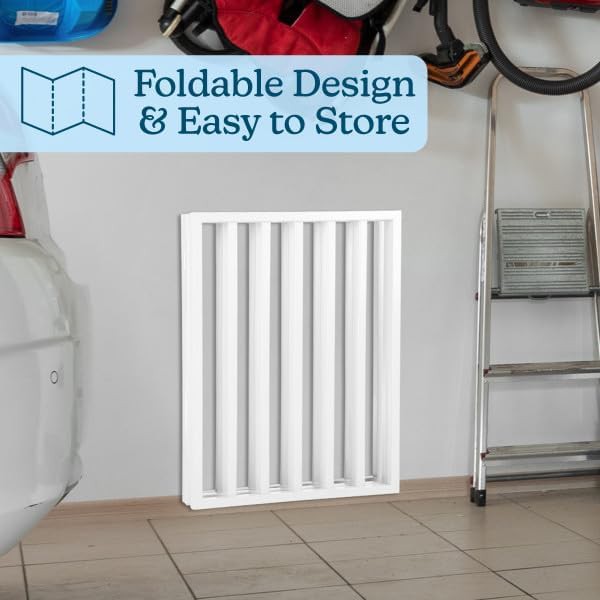 White wooden folding freestanding pet gate — photo 4