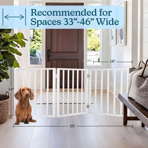 White wooden folding freestanding pet gate — photo 5