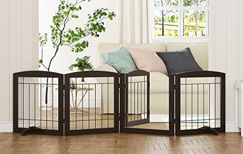 Freestanding wooden pet gate with door