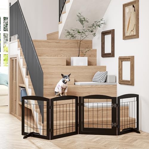 Freestanding wooden pet gate with door — photo 3
