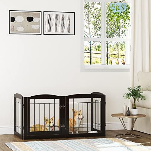 Freestanding wooden pet gate with door — photo 4