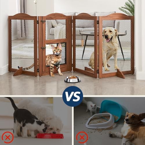 Freestanding dog gate with small pet door — photo 3