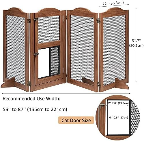 Freestanding dog gate with small pet door — photo 4