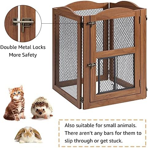 Freestanding dog gate with small pet door — photo 5