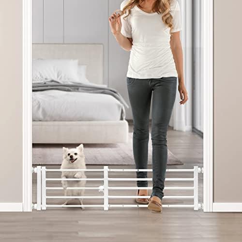 Short pressure mount pet gate with small door
