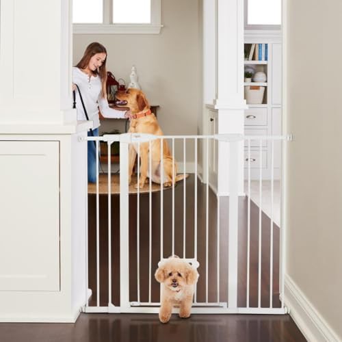 EasyPass Extra Tall White Gate with Pet Door