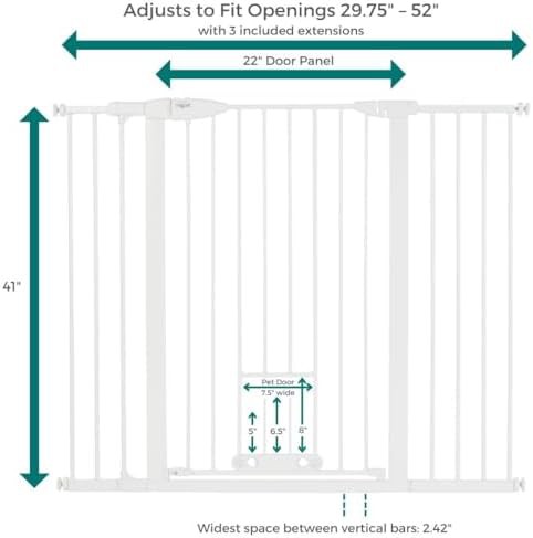 EasyPass Extra Tall White Gate with Pet Door — photo 4