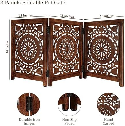 Decorative carved wooden freestanding short gate — photo 5