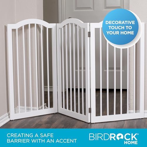 Arched top wooden freestanding white gate — photo 3