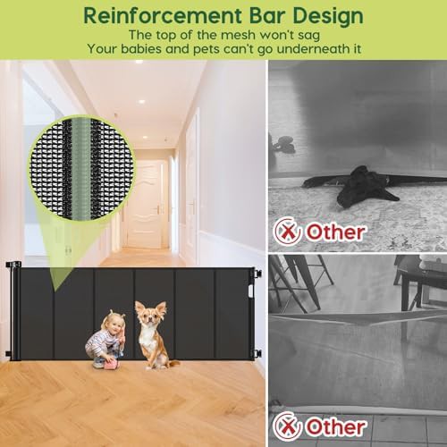 Black retractable mesh indoor outdoor gate — photo 3