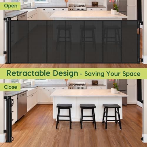 Black retractable mesh indoor outdoor gate — photo 4