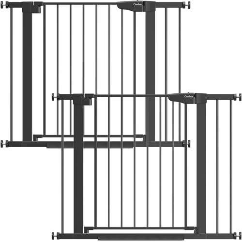 Pressure mounted metal black stairs gate