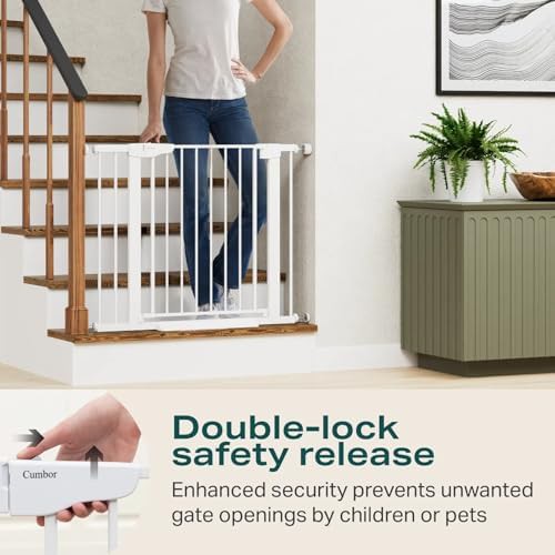 Pressure mounted metal white stairs gate — photo 4