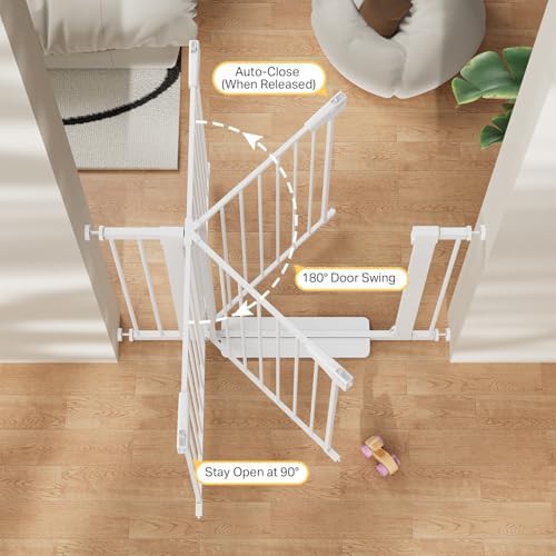Pressure mounted metal white stairs gate — photo 5