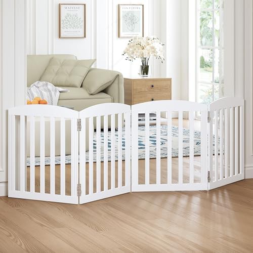 Brown wooden freestanding foldable puppy gate — photo 3