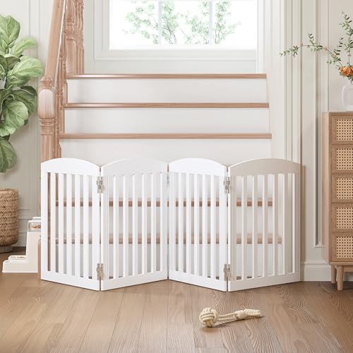 Brown wooden freestanding foldable puppy gate — photo 4