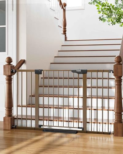 Wide self closing brown pet safety gate