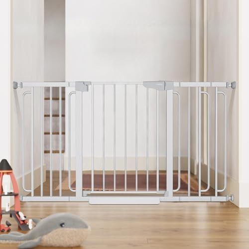 Pressure mounted extra wide silver safety gate