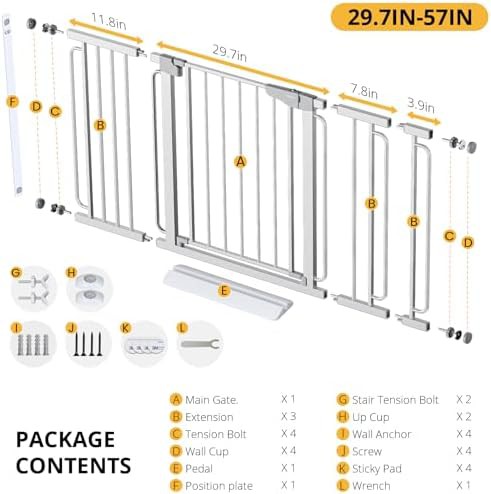 Pressure mounted extra wide silver safety gate — photo 4
