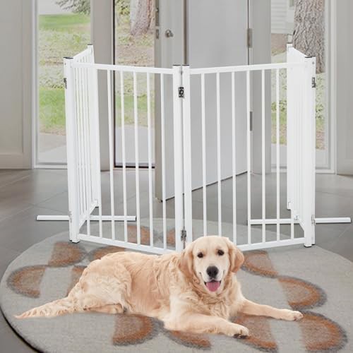 White metal freestanding four panel pet fence — photo 4