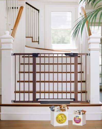 Metal Auto Close Brown Gate for Stairs