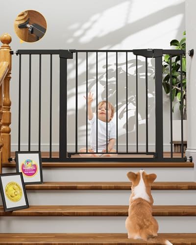 Metal Auto Close Black Gate for Stairs