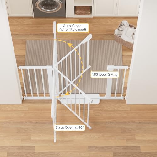 Extra wide metal auto close white gate — photo 4