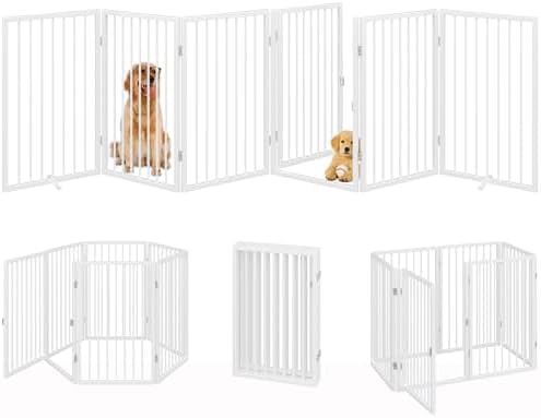Foldable extra wide white gate with walk-through door — photo 3