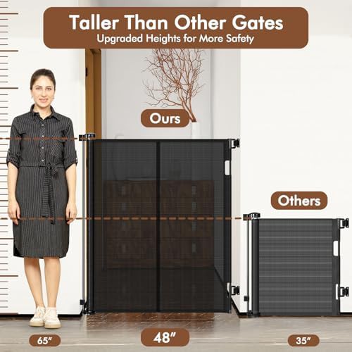 Tall black retractable mesh pet gate — photo 4