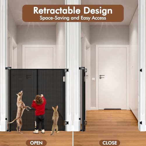 Tall black retractable mesh pet gate — photo 5