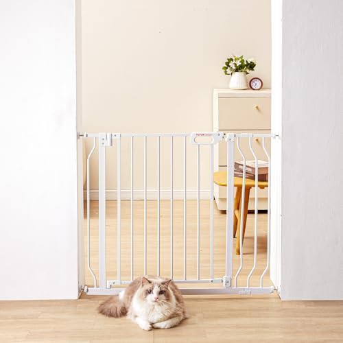 Pressure mounted white walk thru safety gate