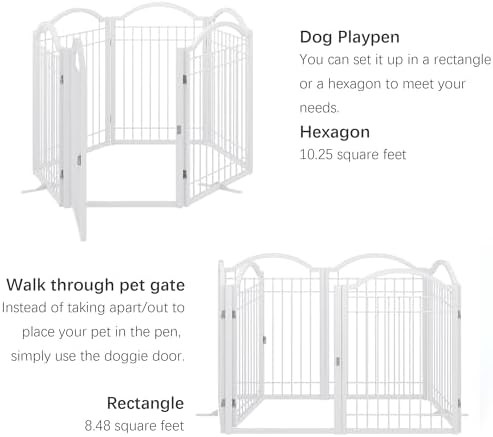 White six panel freestanding pet playpen — photo 5