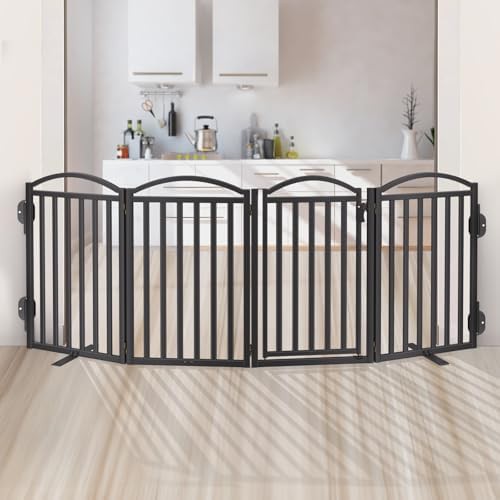 Foldable metal freestanding dog fence with feet