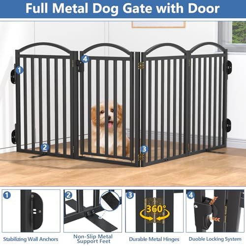 Foldable metal freestanding dog fence with feet — photo 4