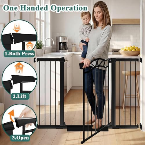 Extra wide black pressure mount safety gate — photo 3