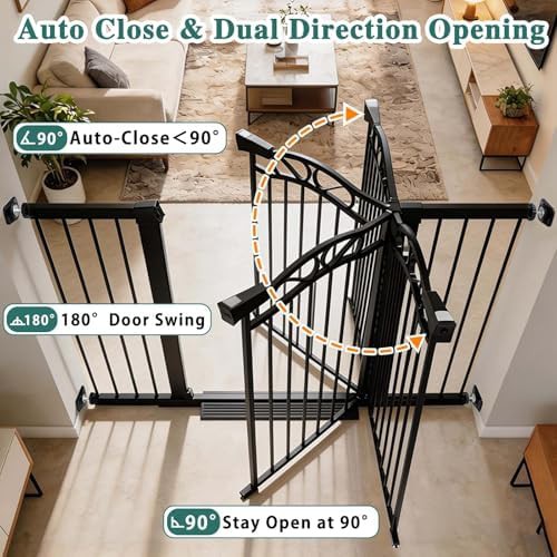 Extra wide black pressure mount safety gate — photo 5
