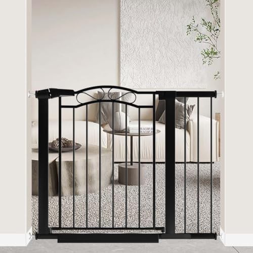 Adjustable black metal safety gate for stairs