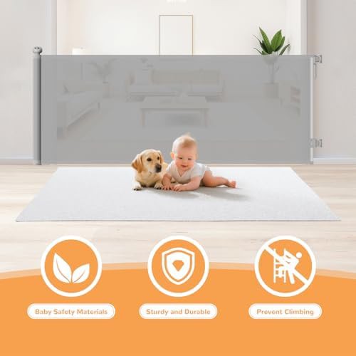 Gray extra wide retractable mesh baby gate — photo 4
