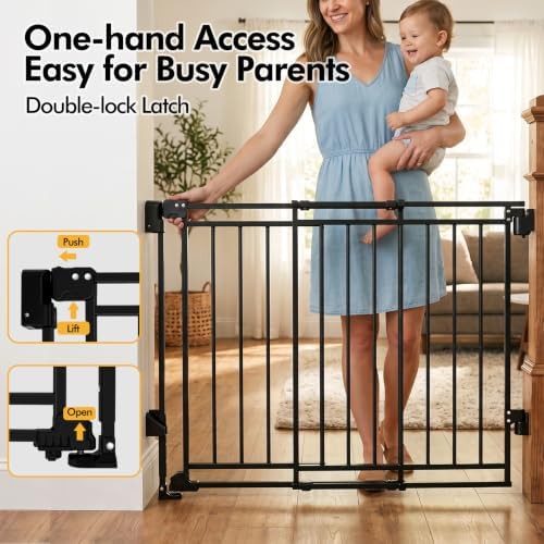 Black hardware mounted gate with no bottom bar — photo 5